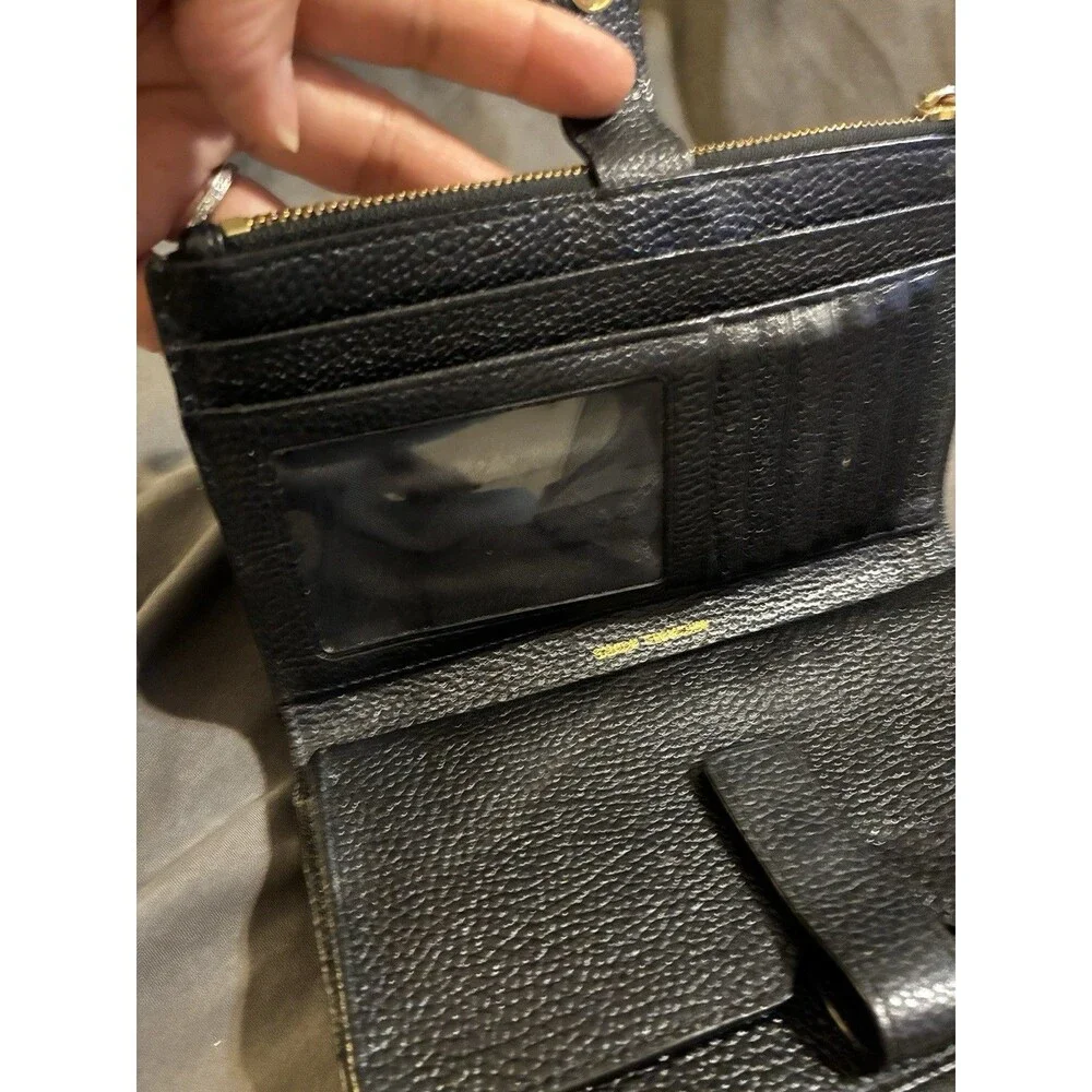 Michael Kors Jet Set Signature Multifunction Wristlet Wallet Billfold Black Gold